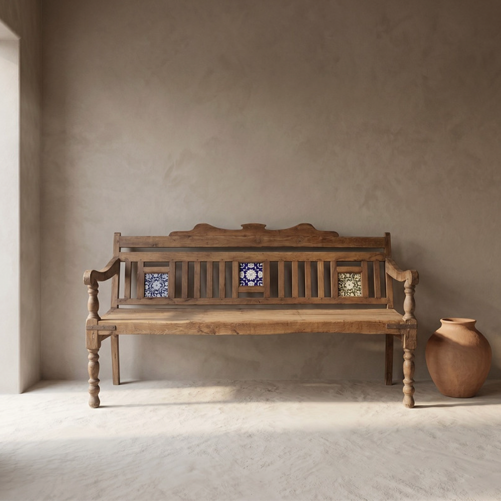 Vintage Teak Station Bench