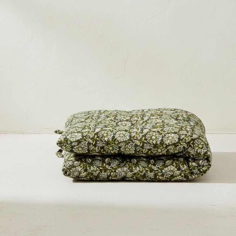 Olive Floral Mattress Cushion