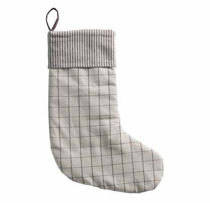 Ivory Check Christmas Stocking