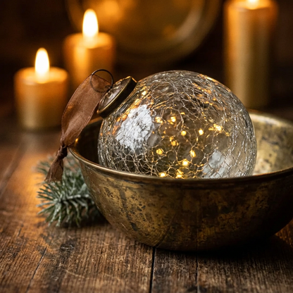 Large Crackle Glass Bauble