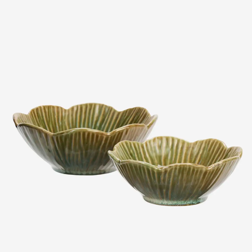 Set of Verdant Scallop Bowls