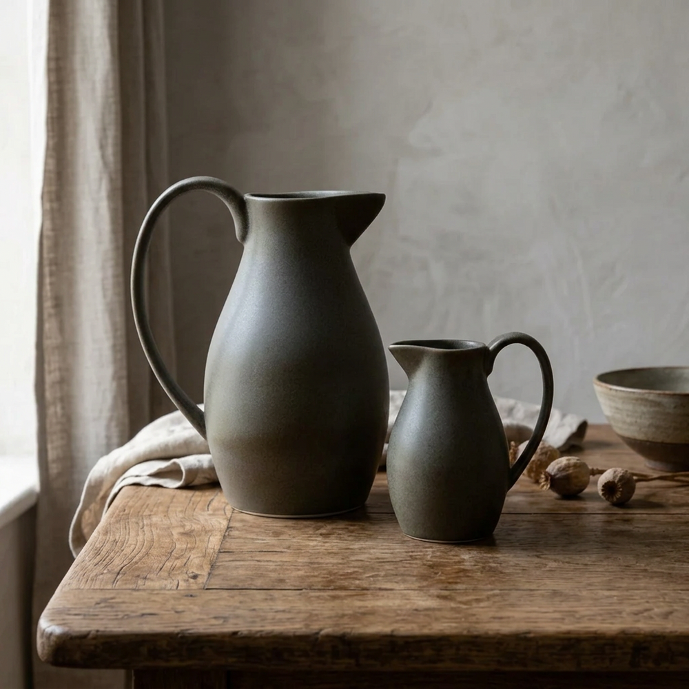 Olive Stoneware Pitcher