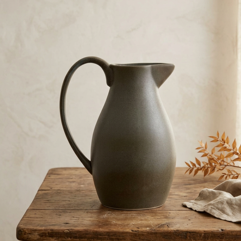 Olive Stoneware Pitcher