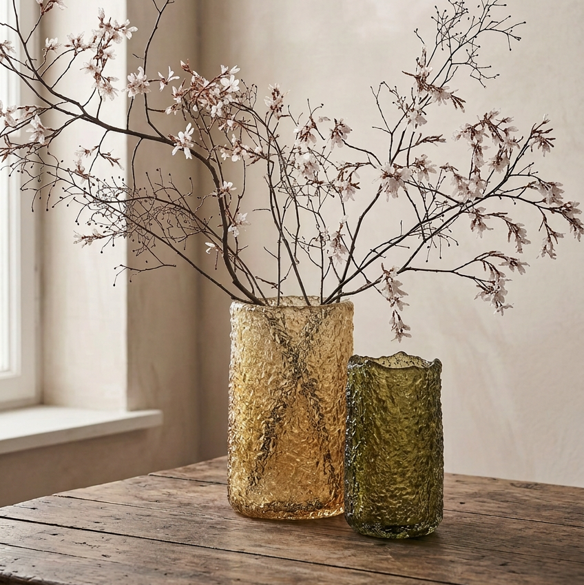 Textured Glass Vases - Design Vintage
