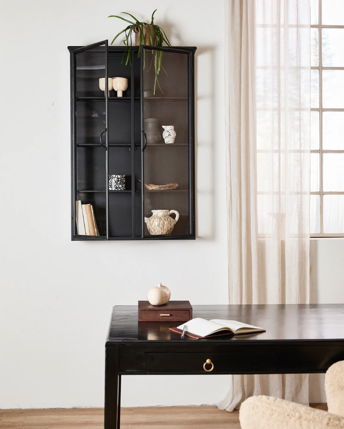 Tall Black Iron Wall Cabinet - Design Vintage