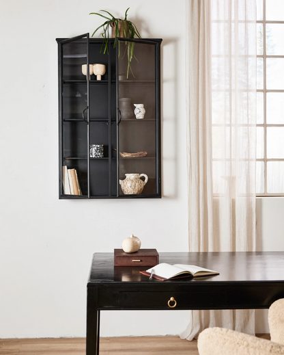 Tall Black Iron Wall Cabinet - Design Vintage