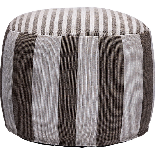 Mocha Stripe Outdoor Pouf - Design Vintage