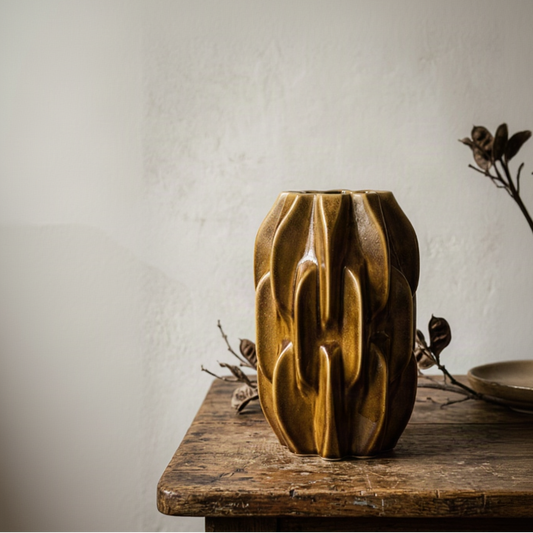 Caramel Sculptural Vase - Design Vintage