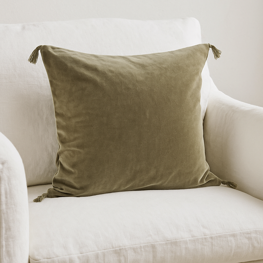 Olive Velvet Cushion - Design Vintage