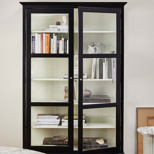 Wide Black Wooden Cabinet - Design Vintage