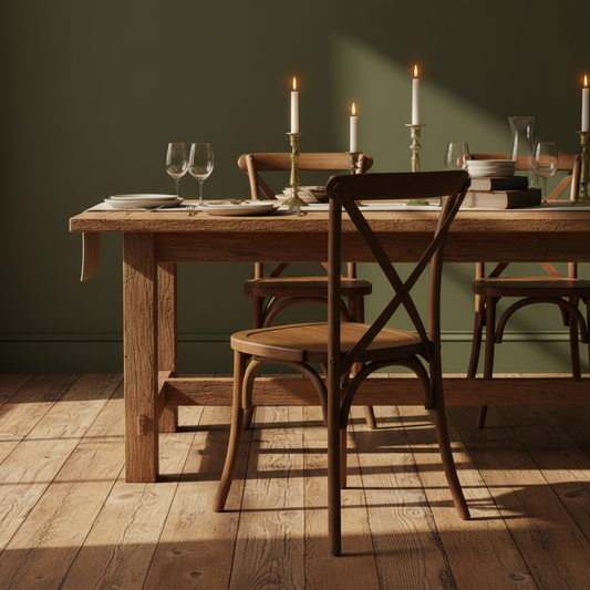 Cross Back Elm Dining Chair - Design Vintage