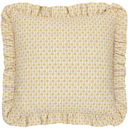 Panni Block Textured Ruffle Cushion LINEN/OCHRE - Design Vintage