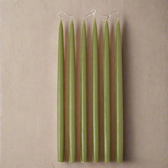 Set of 6 Olive Taper Candles