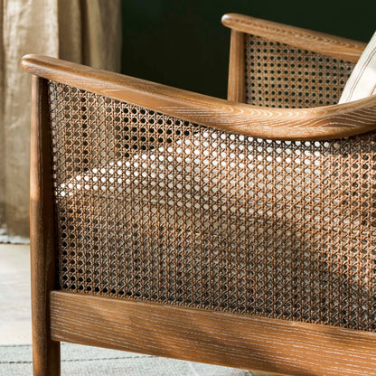 Natural Stripe Rattan Armchair - Design Vintage