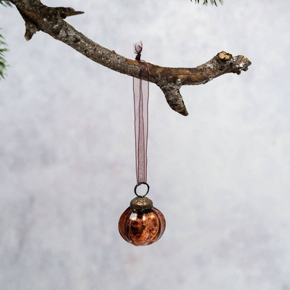 Set of 6 Russet Ribbed Glass Balls