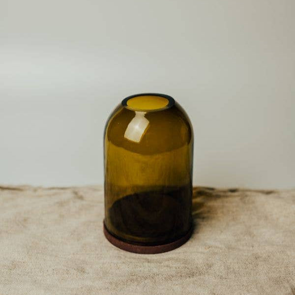 Olive Green Glass Dome - Design Vintage