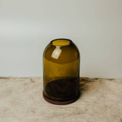 Olive Green Glass Dome - Design Vintage