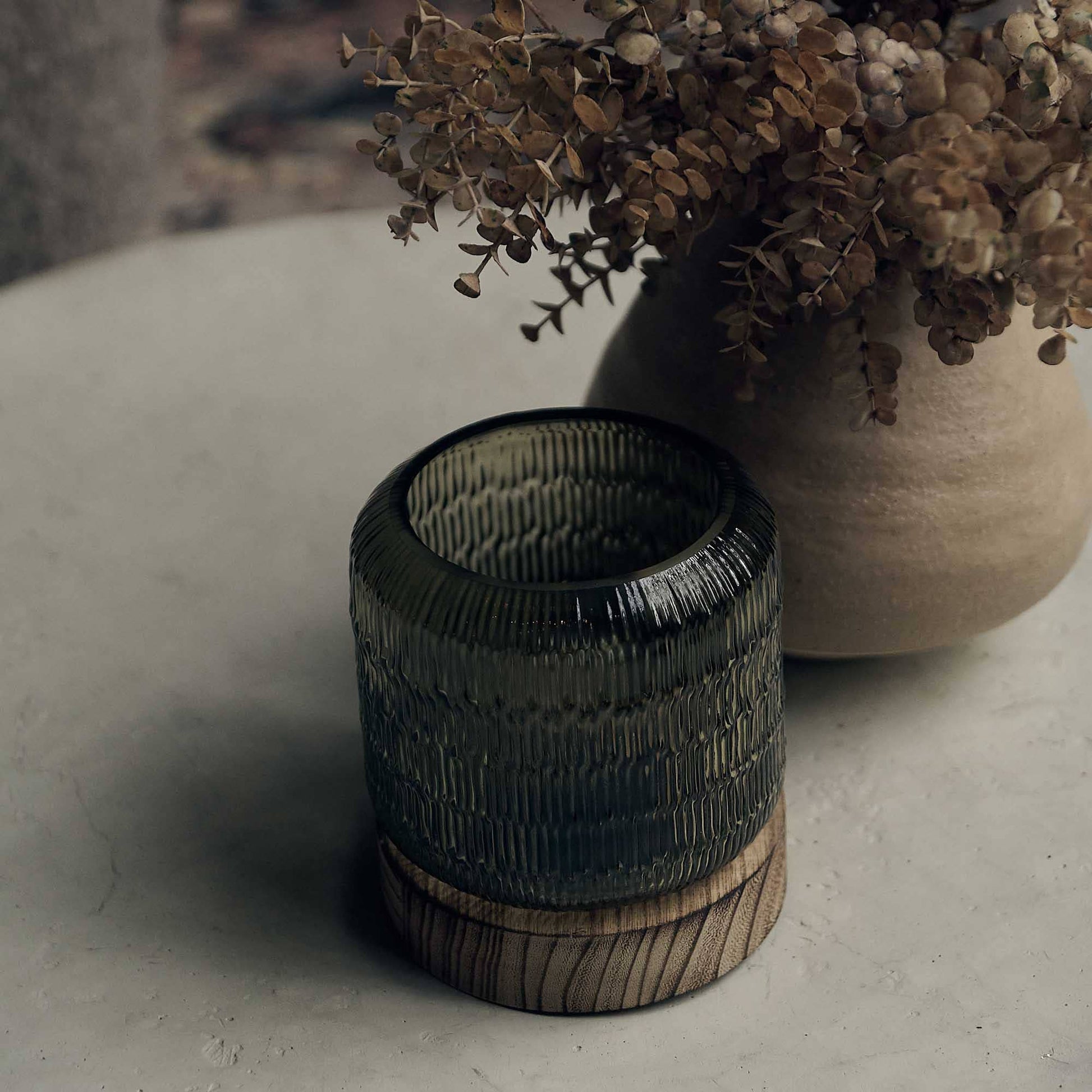 Olive Glass Portable Lamp - Design Vintage