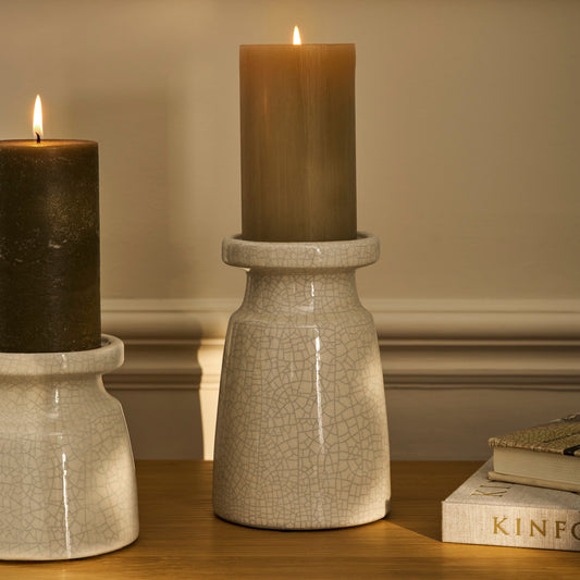 Crackle Glaze Candle Holder - Design Vintage