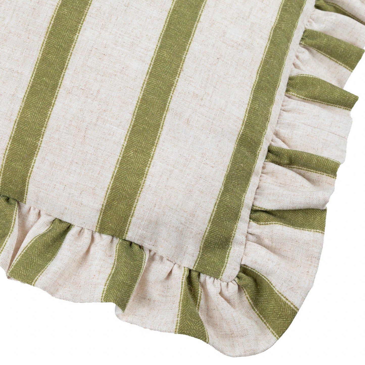 Olive Stripe Ruffle Cushion