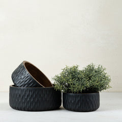 Black Textured Wood Bowl