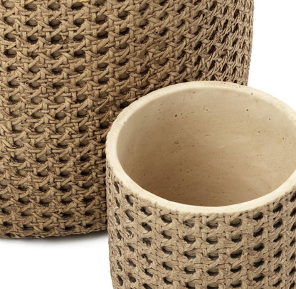 Rattan Concrete Planter
