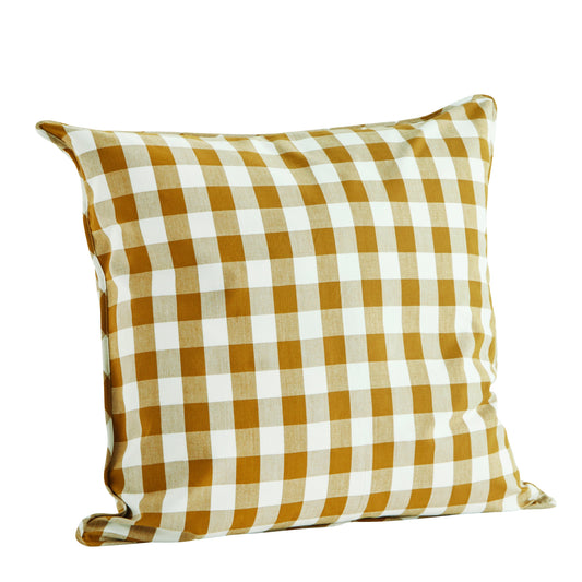Mustard Checked Cushion - Design Vintage