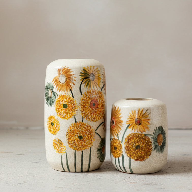Sunflower Ceramic Vase, 30.5cm - Design Vintage