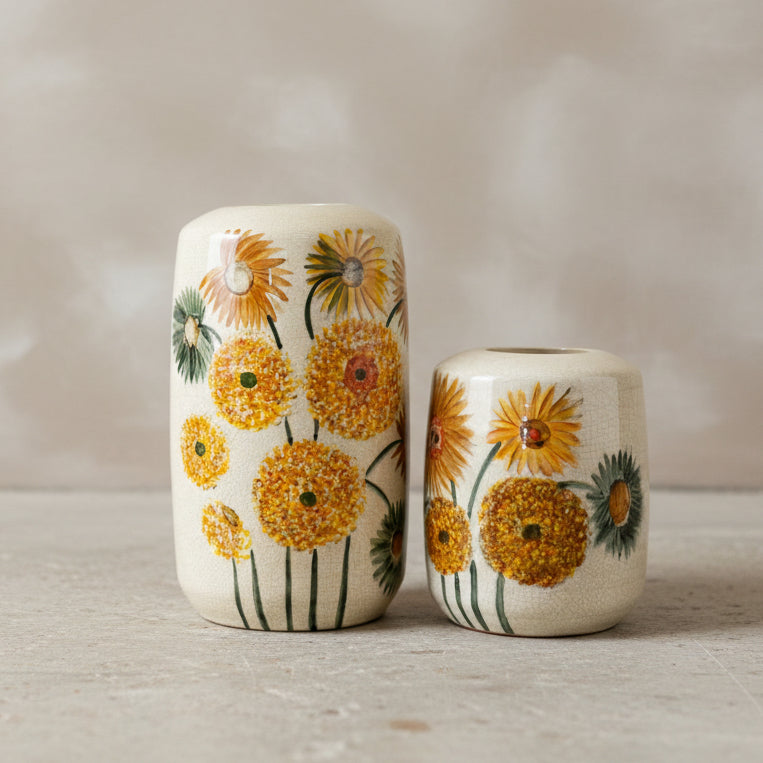 Sunflower Design Vase, 20.5cm - Design Vintage