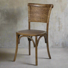 Elm and Rattan Dining Chair