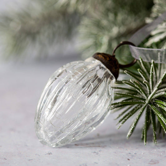 Set of 6 Crackle Glass Pinecones