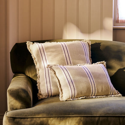 Taupe Striped Frill Cushions
