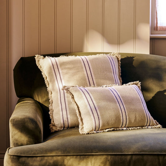 Taupe Striped Frill Cushions