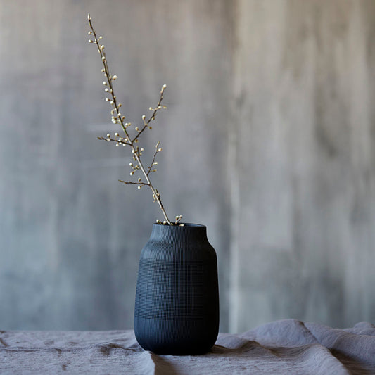 Black Groove Vase - Design Vintage