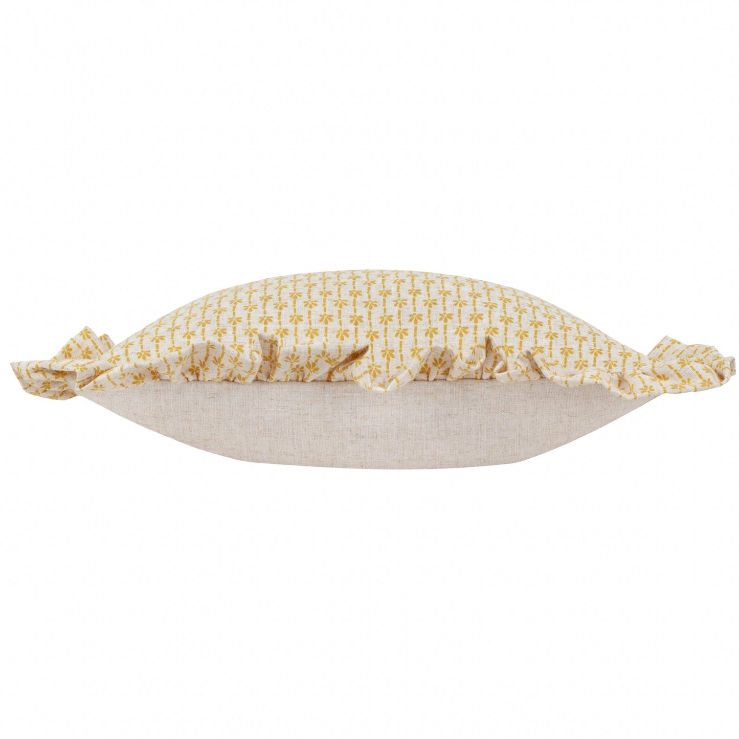 Panni Block Textured Ruffle Cushion LINEN/OCHRE - Design Vintage
