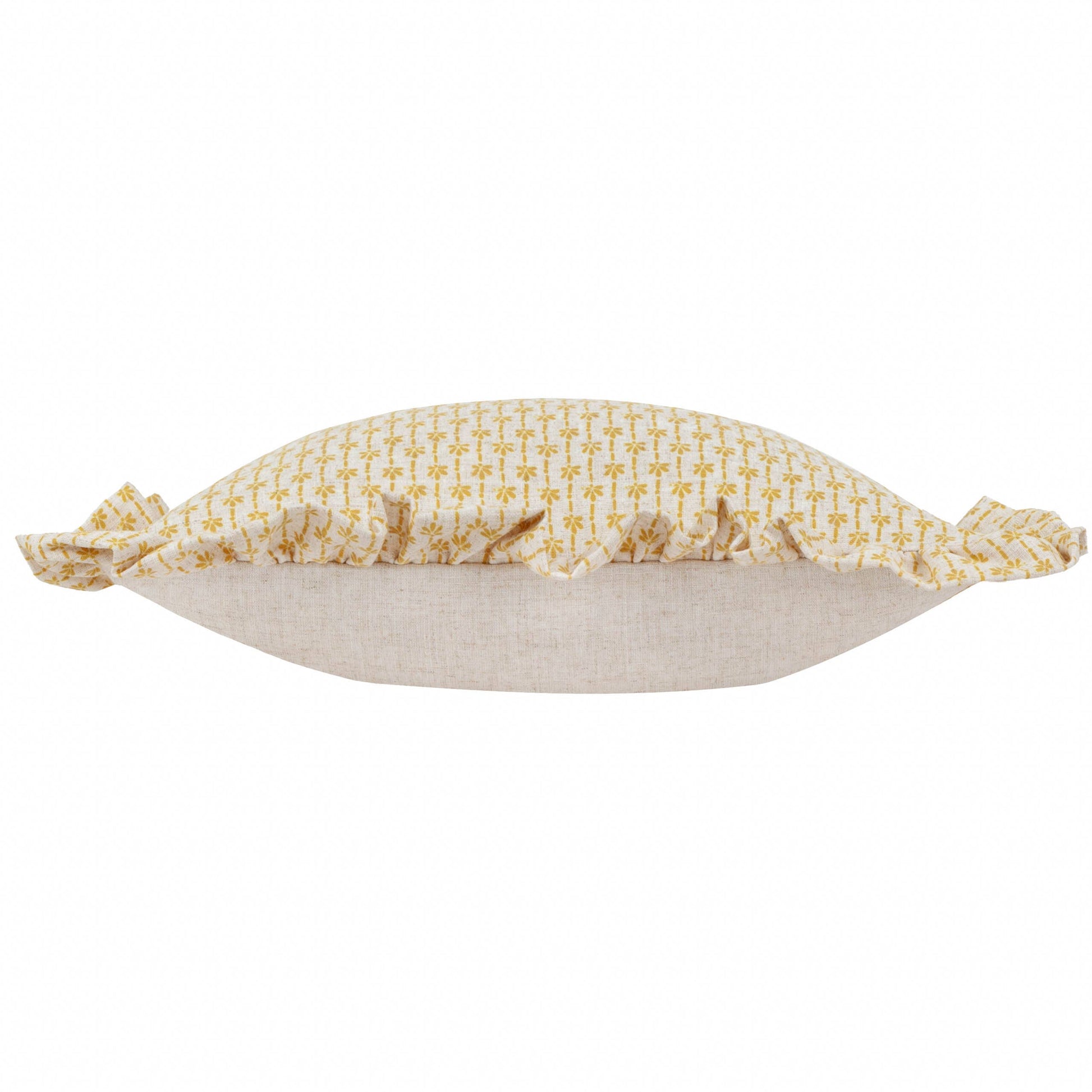 Panni Block Textured Ruffle Cushion LINEN/OCHRE - Design Vintage