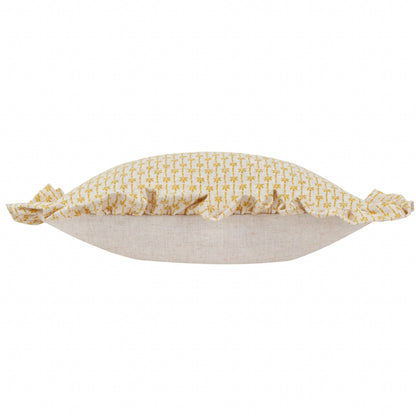 Panni Block Textured Ruffle Cushion LINEN/OCHRE - Design Vintage