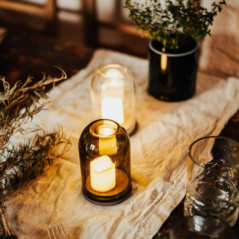 Olive Green Glass Dome - Design Vintage