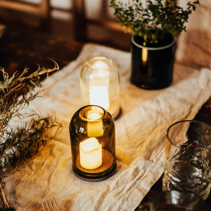 Olive Green Glass Dome - Design Vintage