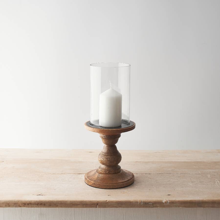 Glass Pillar Candle Holder - Design Vintage
