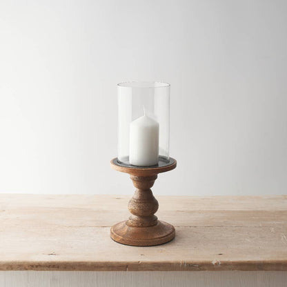 Glass Pillar Candle Holder - Design Vintage