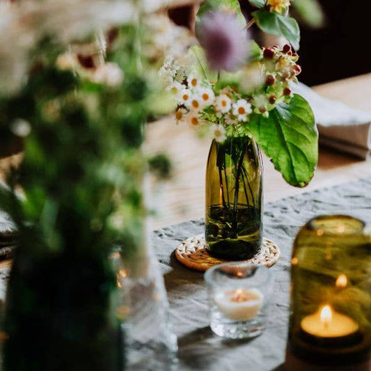 Olive Green Glass Bud Vase