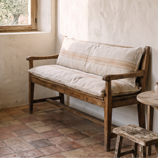Vintage Linen Bench Cushion