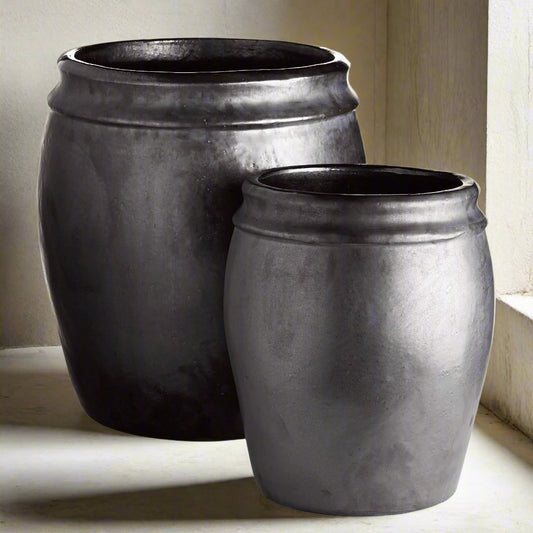 Set of XL Phantom Glazed Planters - Design Vintage