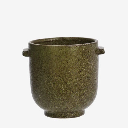 Olive Stoneware Plant Pot - Design Vintage