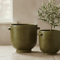 Olive Stoneware Plant Pot