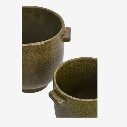 Olive Stoneware Plant Pot - Design Vintage