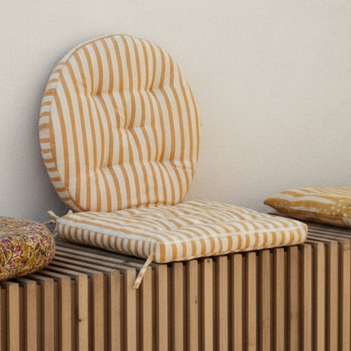 Round Terracotta Stripe Seat Pad