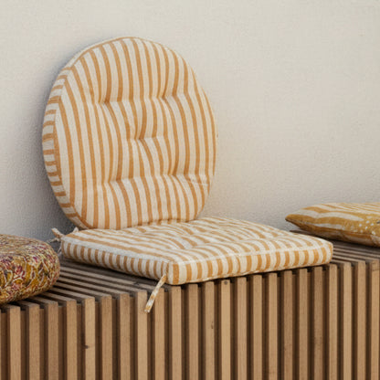 Round Terracotta Stripe Seat Pad - Design Vintage