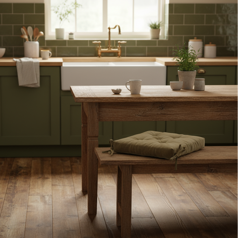 Olive Velvet Seat Cushion